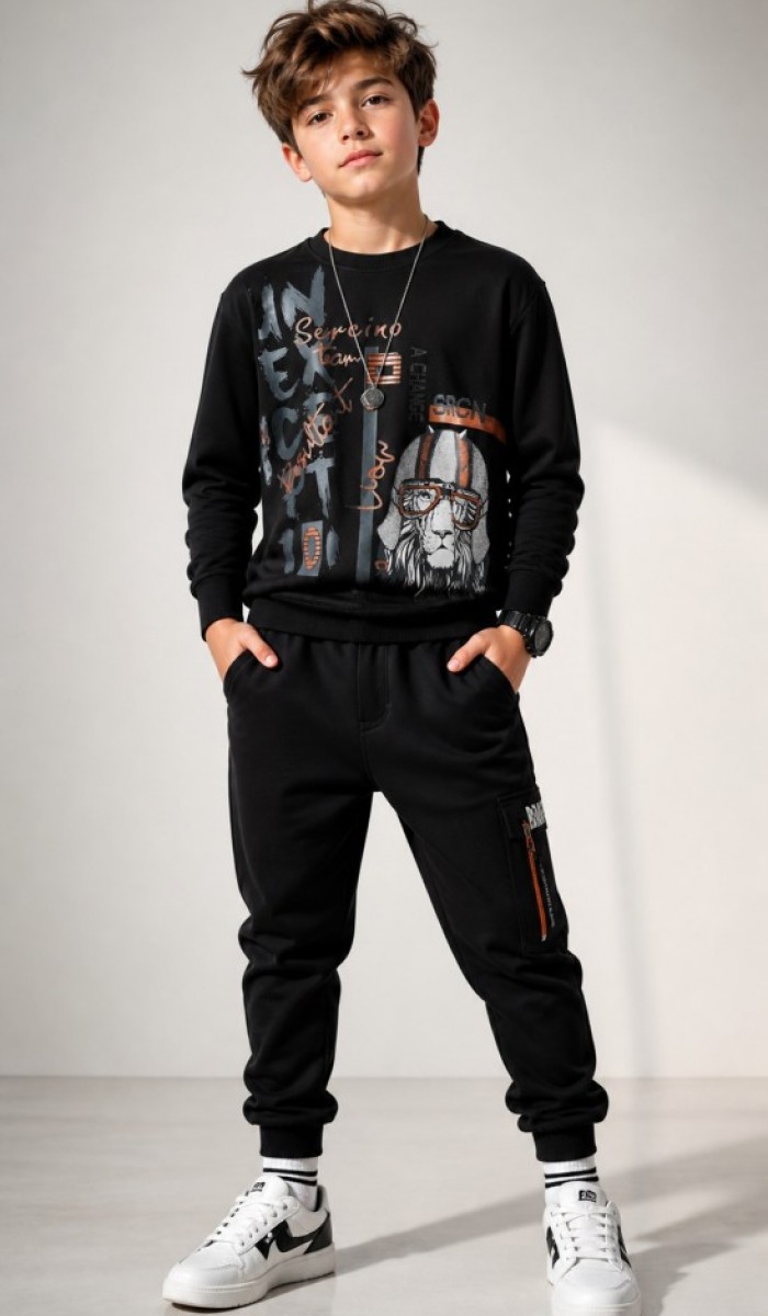 Erkek Çocuk Siyah Sweatshirt