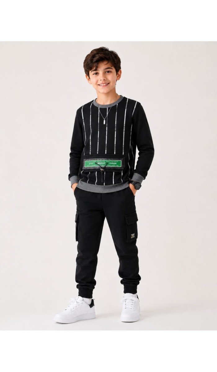 Erkek Çocuk Siyah Sweatshirt