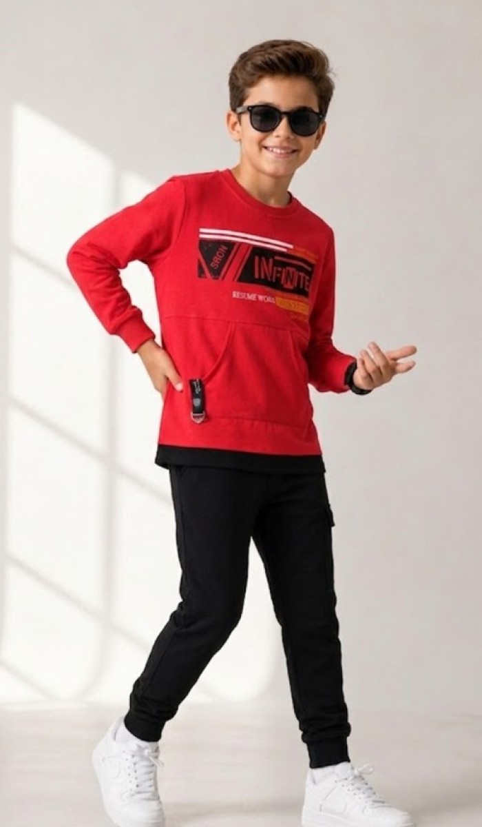 Erkek Çocuk Kırmızı Sweatshirt Erkek Çocuk Kırmızı Sweatshirt
