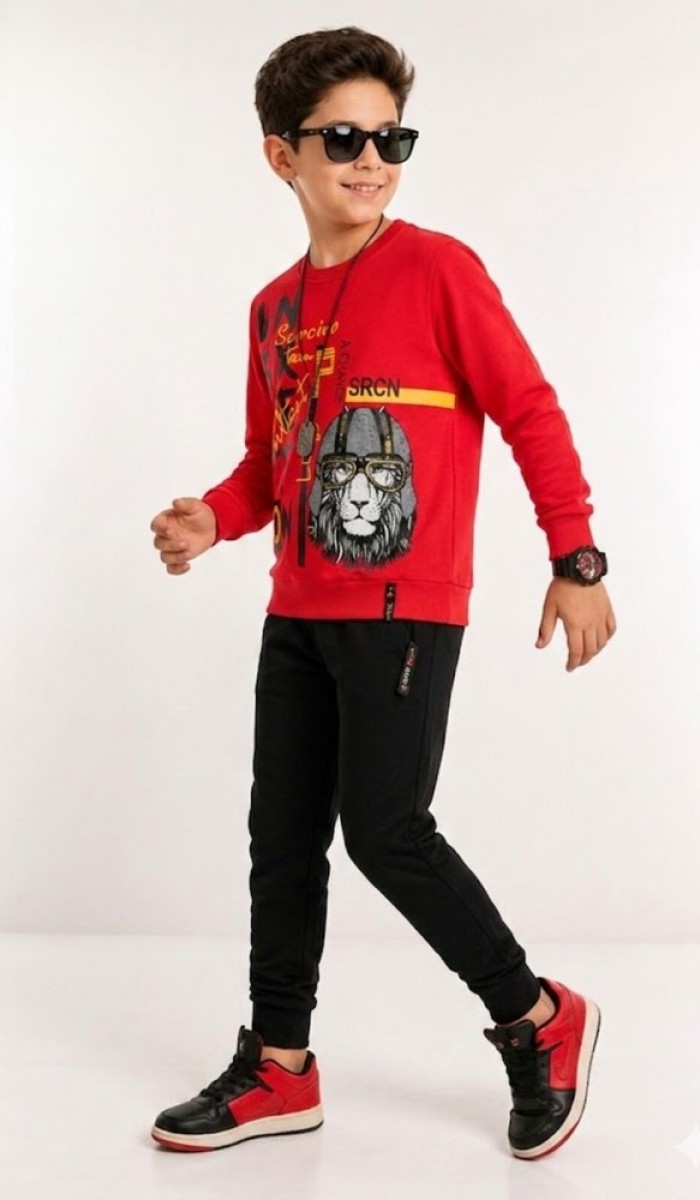 Erkek Çocuk Kırmızı Sweatshirt Erkek Çocuk Kırmızı Sweatshirt