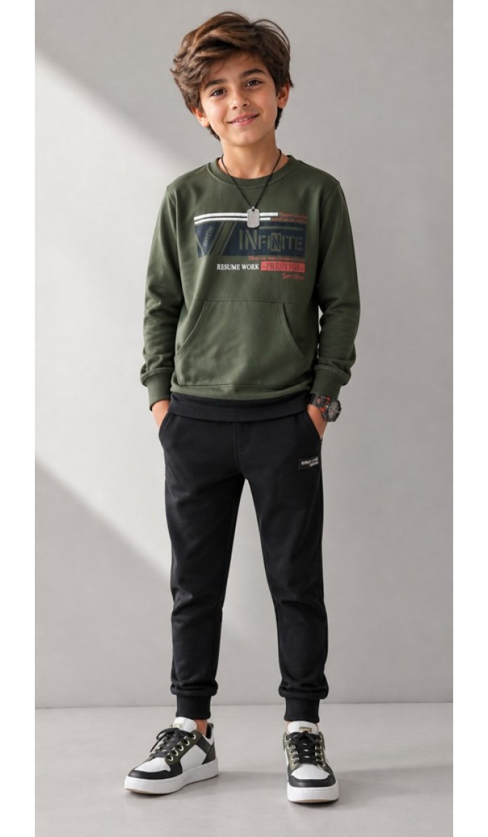 Erkek Çocuk Haki Sweatshirt Erkek Çocuk Haki Sweatshirt