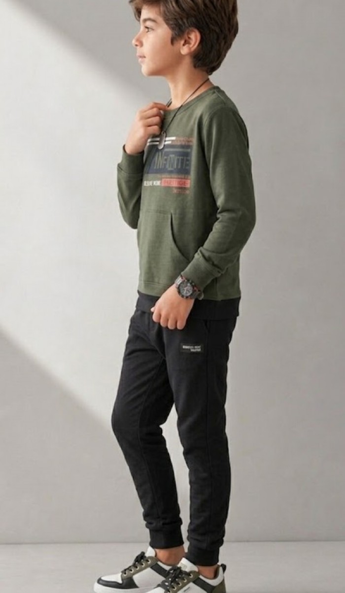 Erkek Çocuk Haki Sweatshirt