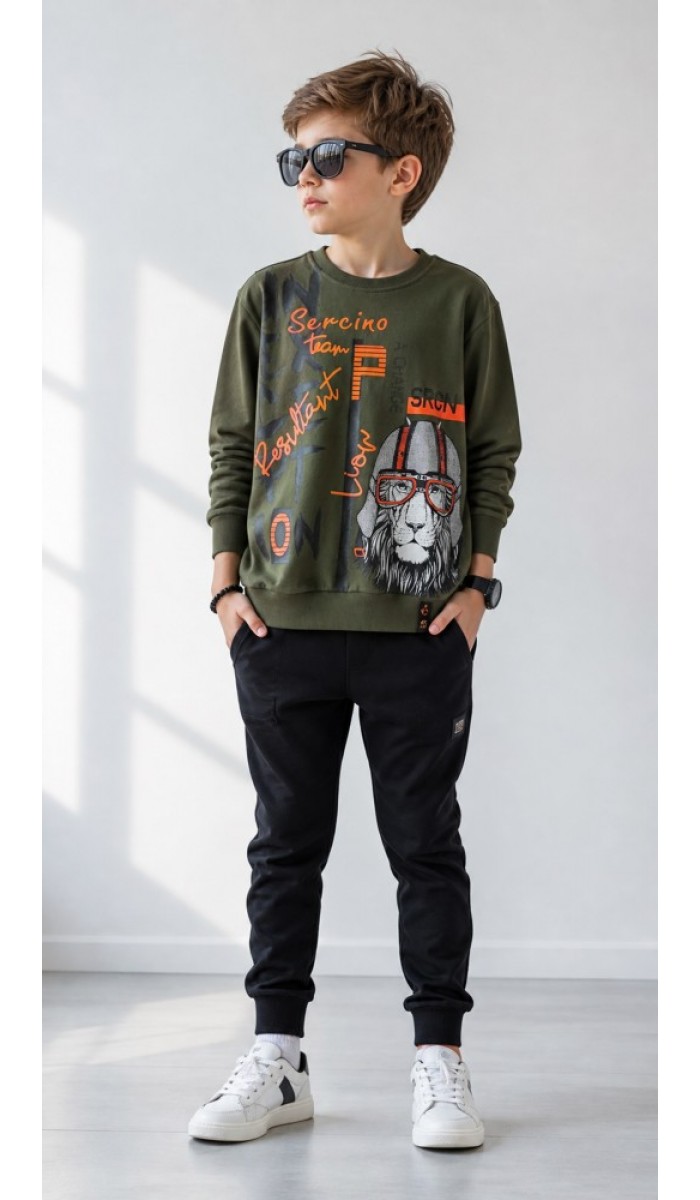Erkek Çocuk Haki Sweatshirt Erkek Çocuk Haki Sweatshirt