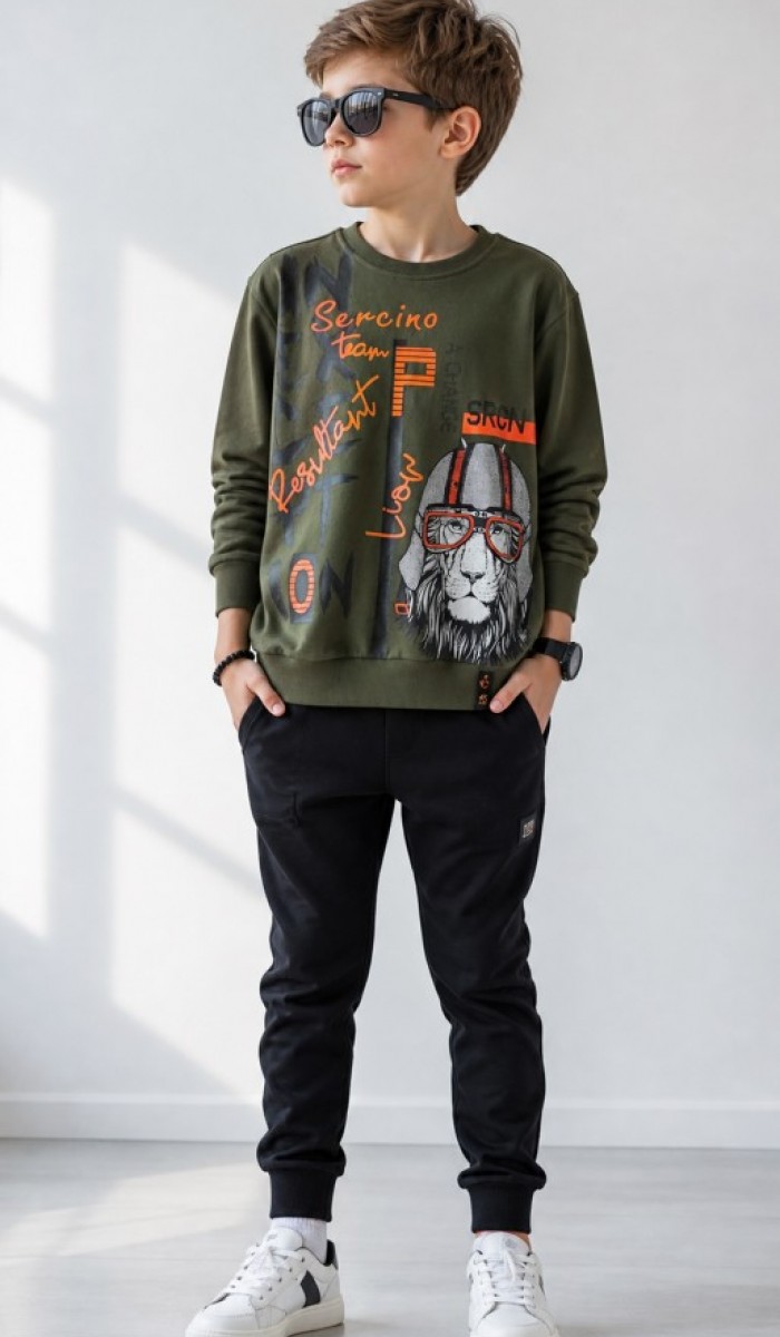 Erkek Çocuk Haki Sweatshirt