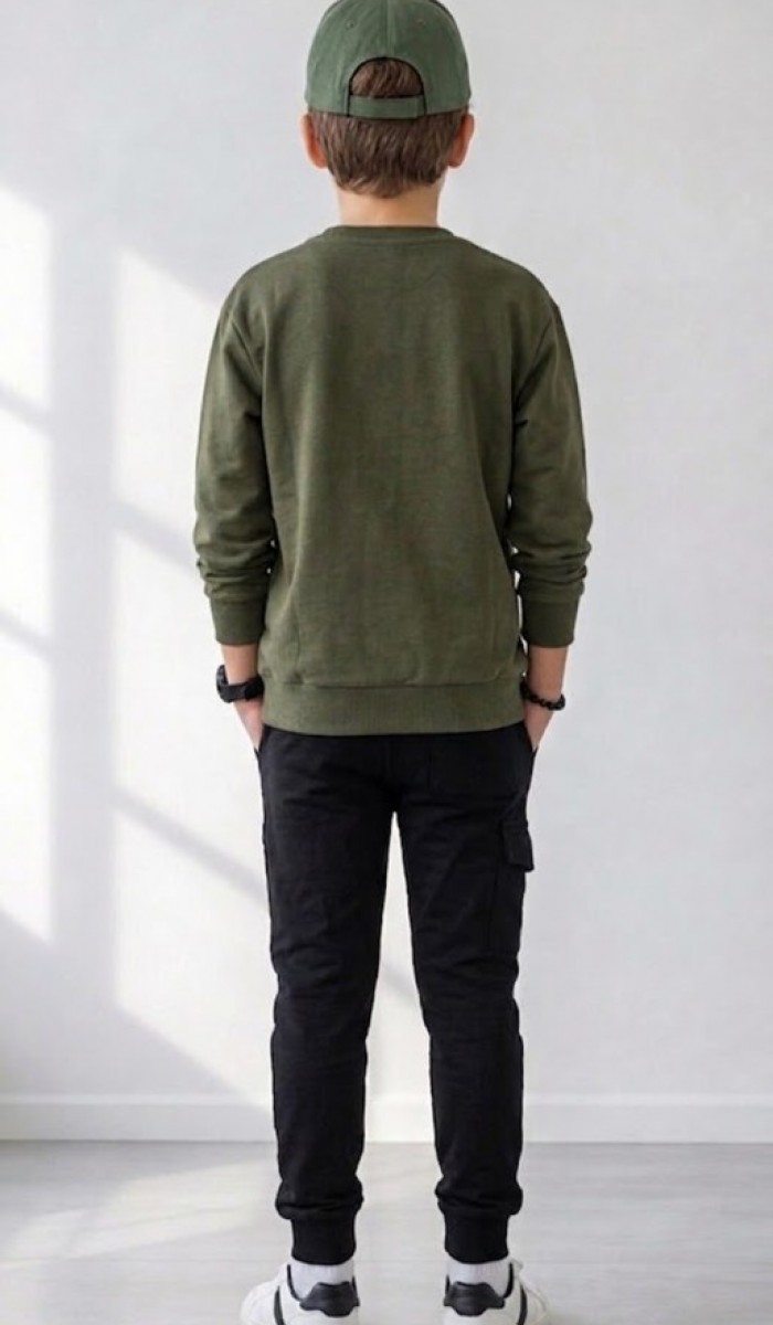 Erkek Çocuk Haki Sweatshirt