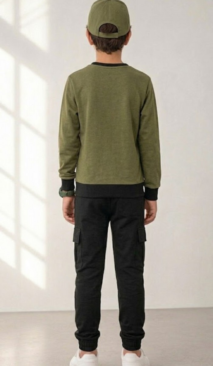 Erkek Çocuk Haki Sweatshirt