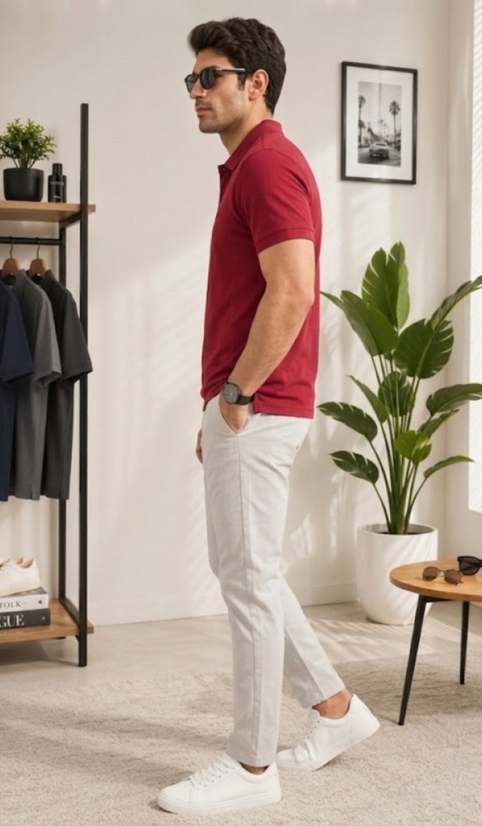 Erkek Bordo Polo Yaka T-Shirt