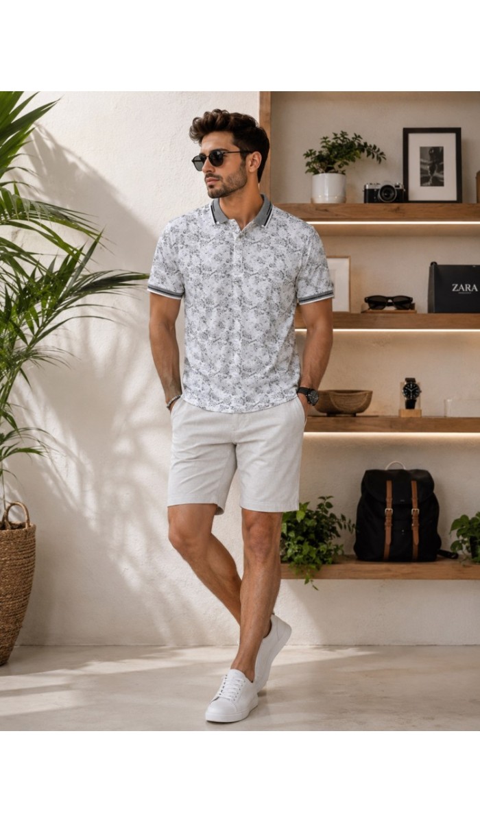 Erkek Beyaz Polo Yaka T-Shirt