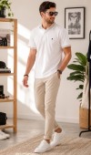 Erkek Beyaz Polo Yaka T-Shirt Erkek Beyaz Polo Yaka T-Shirt