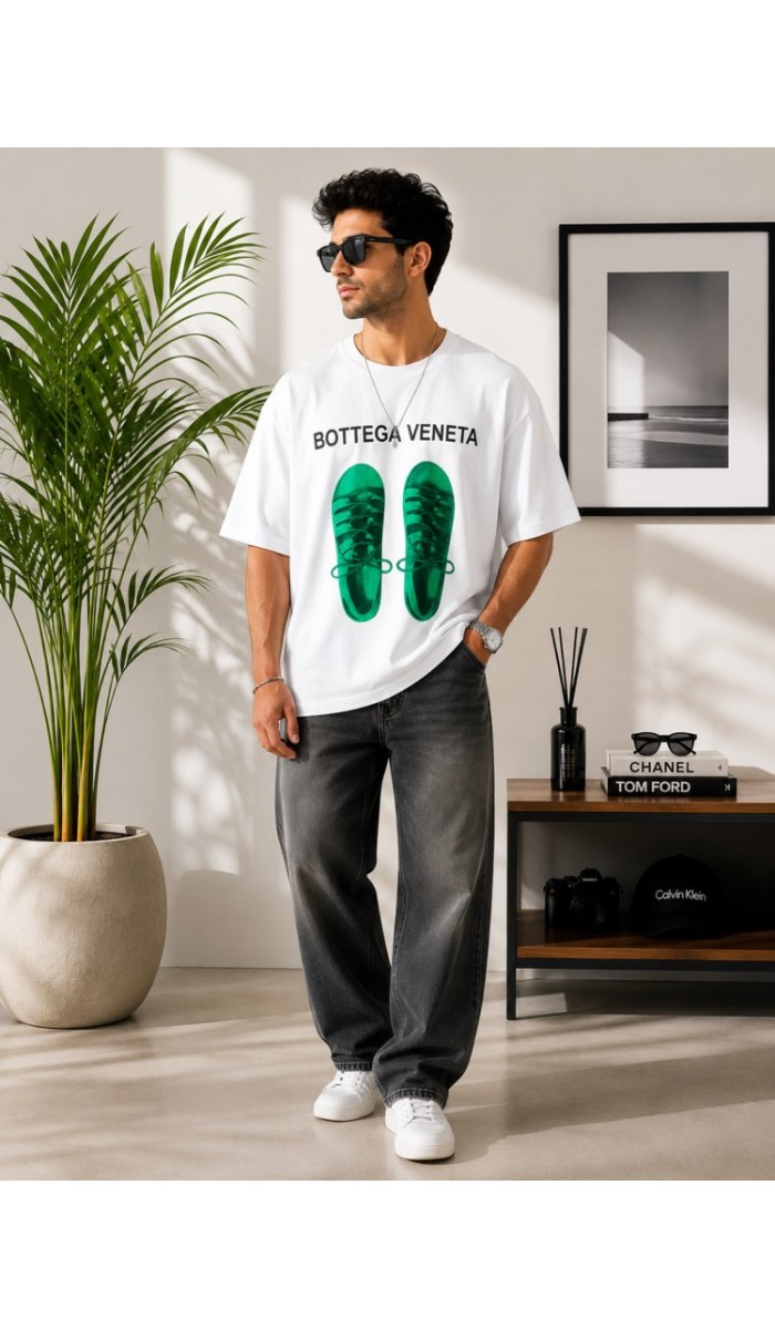 Erkek Beyaz Oversize T-Shirt