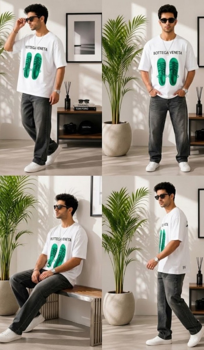 Erkek Beyaz Oversize T-Shirt Erkek Beyaz Oversize T-Shirt