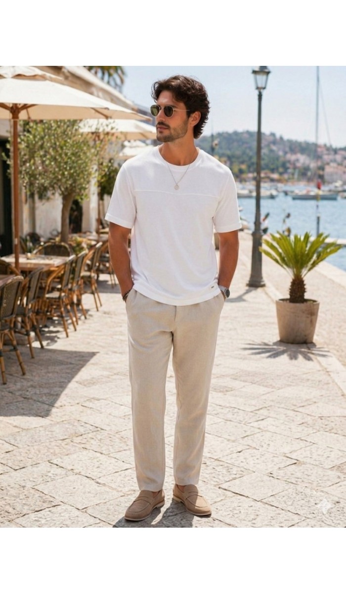 Erkek Beyaz Basic T-Shirt