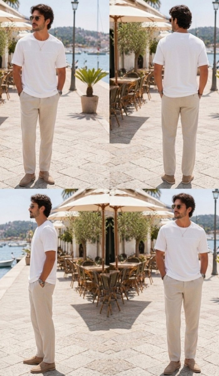 Erkek Beyaz Basic T-Shirt