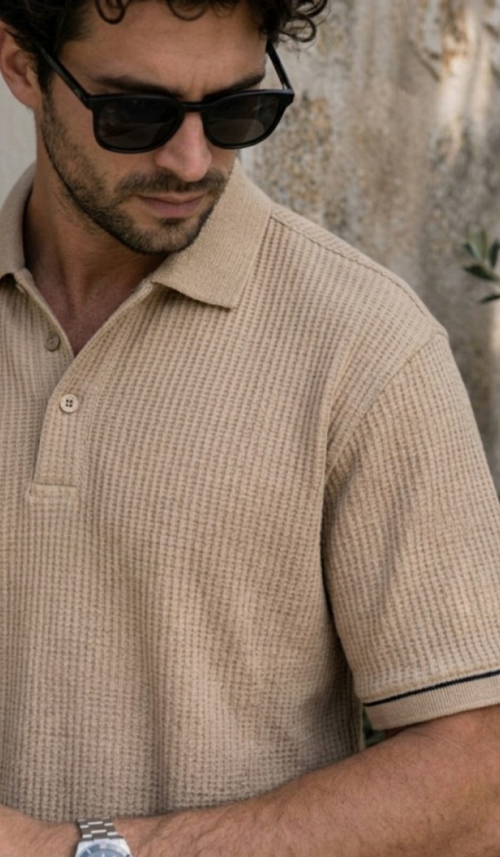 Erkek Bej Polo Yaka T-Shirt