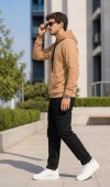 Erkek Bej Kapşonlu Sweatshirt Erkek Bej Kapşonlu Sweatshirt
