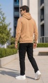 Erkek Bej Kapşonlu Sweatshirt Erkek Bej Kapşonlu Sweatshirt