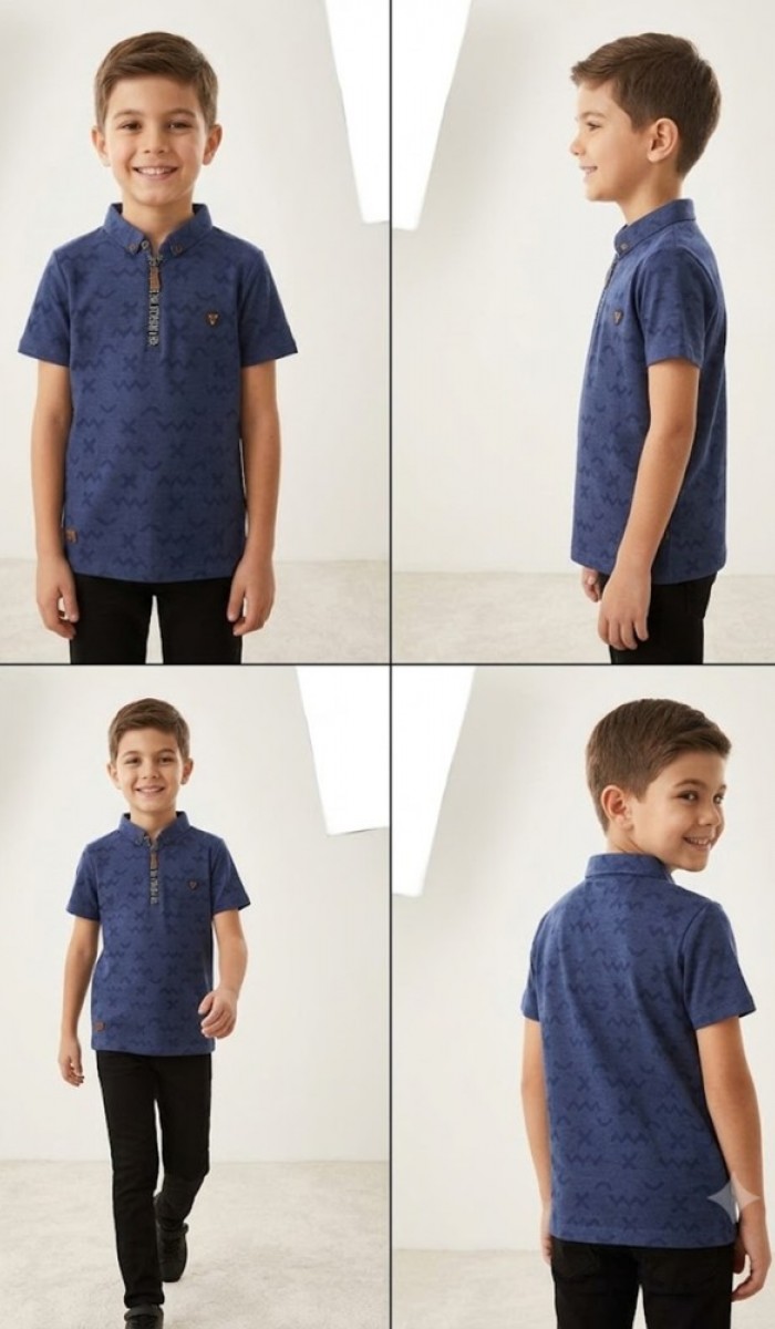 Erkek Çocuk Lacivert Polo Yaka T-Shirt Erkek Çocuk Lacivert Polo Yaka T-Shirt
