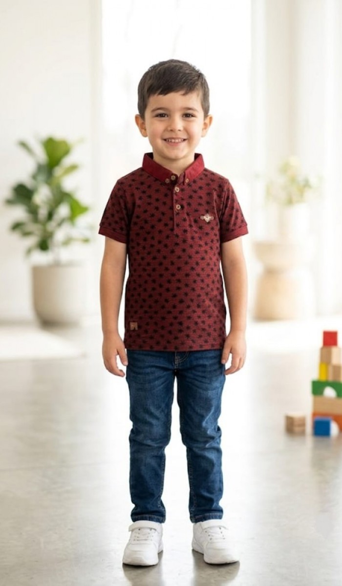 Erkek Çocuk Bordo Polo Yaka T-Shirt