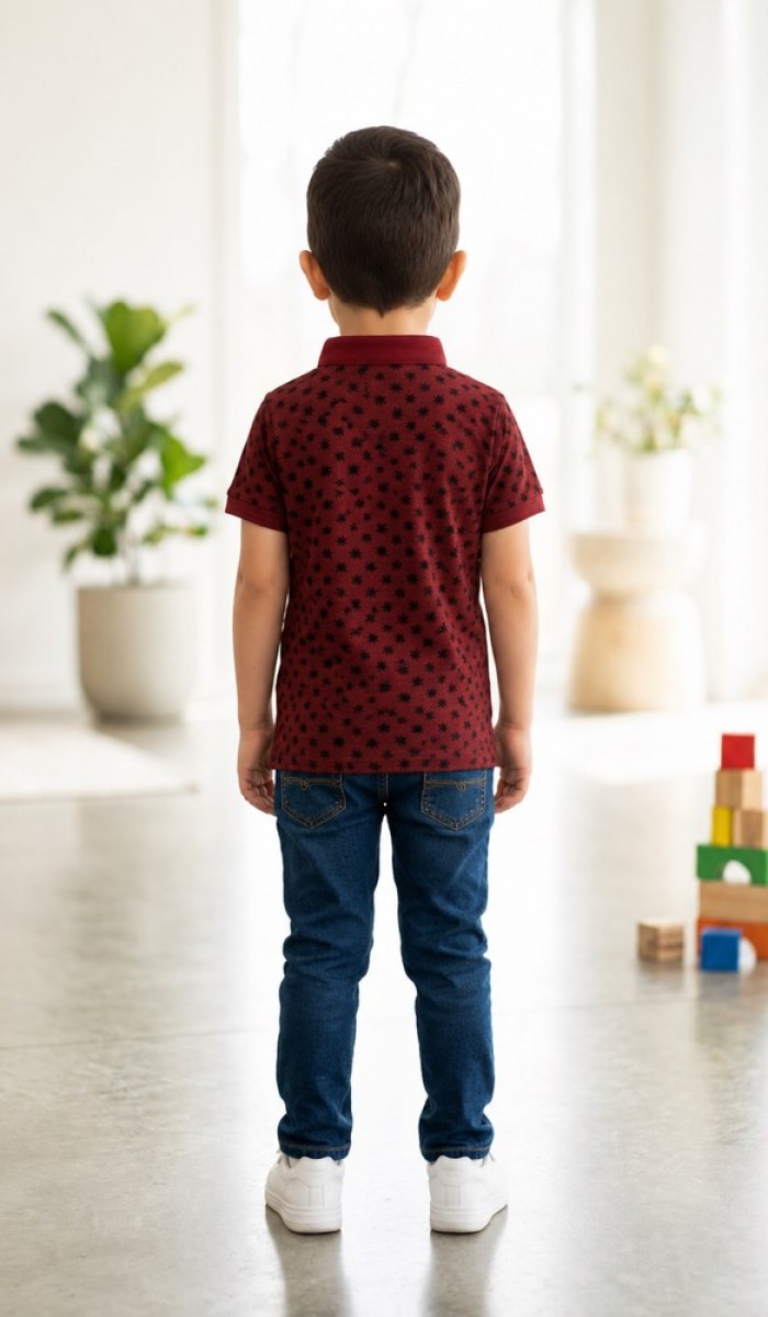 Erkek Çocuk Bordo Polo Yaka T-Shirt