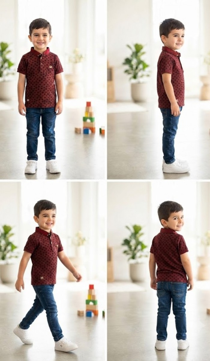 Erkek Çocuk Bordo Polo Yaka T-Shirt