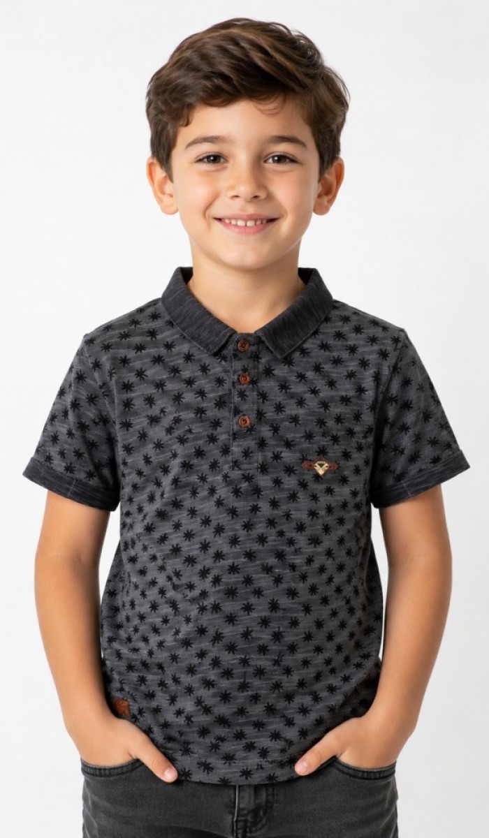 Erkek Çocuk Gri Polo Yaka T-Shirt 00705GR