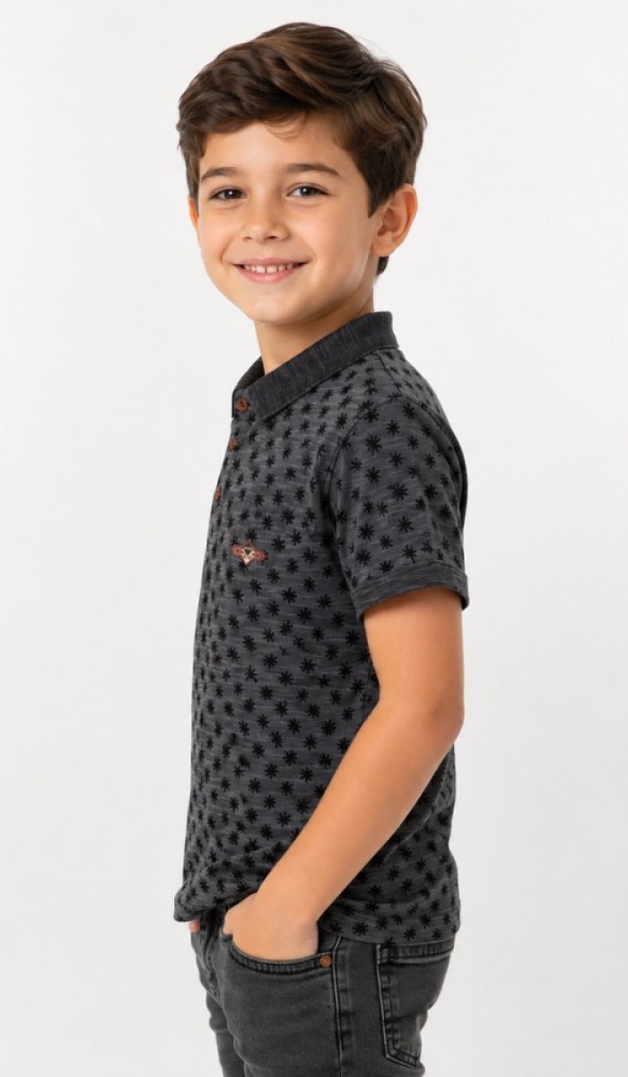 Erkek Çocuk Gri Polo Yaka T-Shirt 00705GR Erkek Çocuk Gri Polo Yaka T-Shirt 00705GR