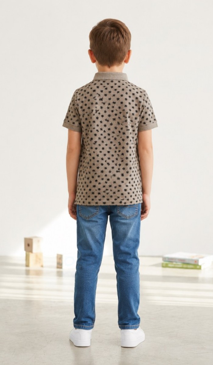 Erkek Çocuk Bej Polo Yaka T-Shirt