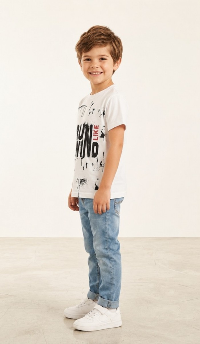 Erkek Çocuk Beyaz T-Shirt Erkek Çocuk Beyaz T-Shirt