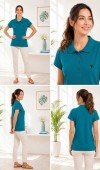 Kadın Yeşil Polo Yaka Basıc T-Shirt Kadın Yeşil Polo Yaka Basıc T-Shirt