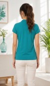 Kadın Yeşil Polo Yaka Basıc T-Shirt