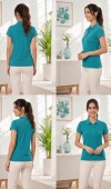 Kadın Yeşil Polo Yaka Basıc T-Shirt