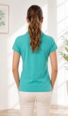 Kadın Mint Yeşili Polo Yaka Basıc T-Shirt