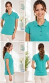 Kadın Mint Yeşili Polo Yaka Basıc T-Shirt