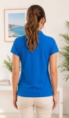 Kadın Mavi Polo Yaka Basıc T-Shirt