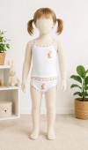 Kız Çocuk Beyaz Baskılı Atlet Slip Takım Kız Çocuk Beyaz Baskılı Atlet Slip Takım