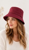 Kadın Bordo Düz Bucket Şapka