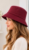 Kadın Bordo Düz Bucket Şapka