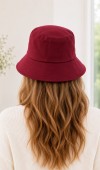 Kadın Bordo Düz Bucket Şapka