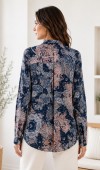 Kadın Lacivert Çok Renkli Paisley Desenli Gömlek Kadın Lacivert Çok Renkli Paisley Desenli Gömlek