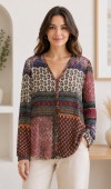 Kadın Çok Renkli Patchwork Gömlek