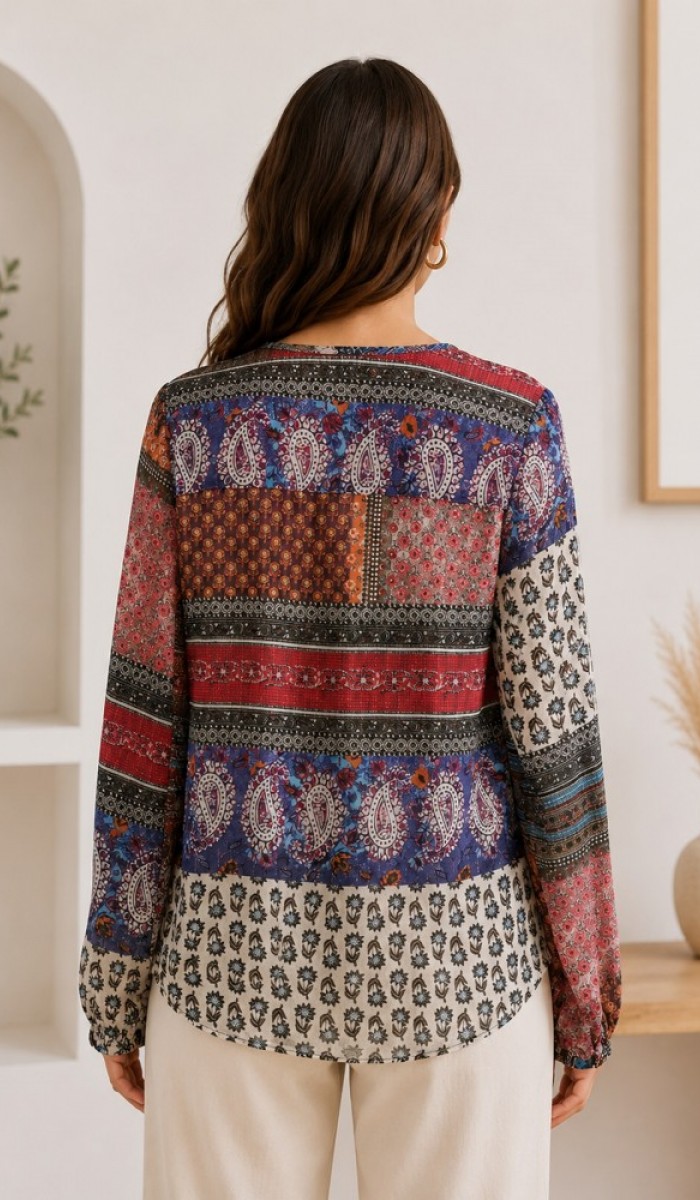 Kadın Çok Renkli Patchwork Gömlek