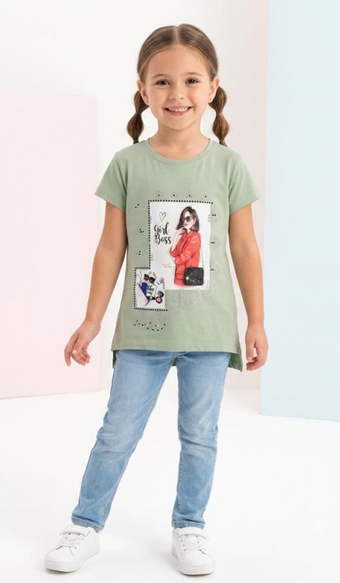 Kız Çocuk Yeşil T-Shirt Kız Çocuk Yeşil T-Shirt