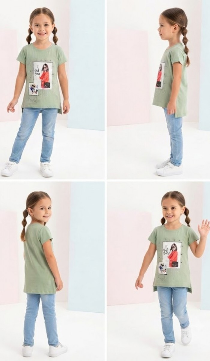 Kız Çocuk Yeşil T-Shirt Kız Çocuk Yeşil T-Shirt