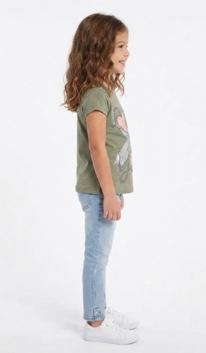 Kız Çocuk Haki T-Shirt Kız Çocuk Haki T-Shirt