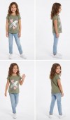 Kız Çocuk Haki T-Shirt Kız Çocuk Haki T-Shirt