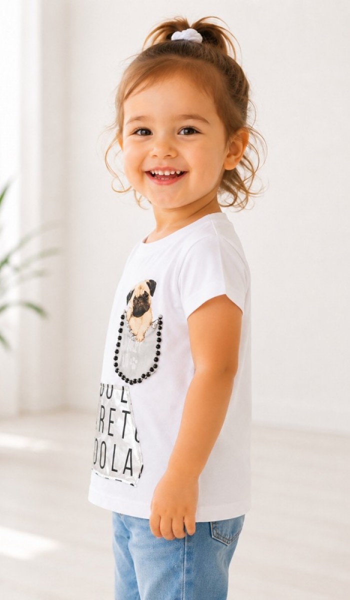 Kız Çocuk Beyaz T-Shirt