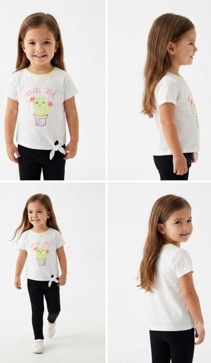 Kız Çocuk Beyaz T-Shirt Kız Çocuk Beyaz T-Shirt