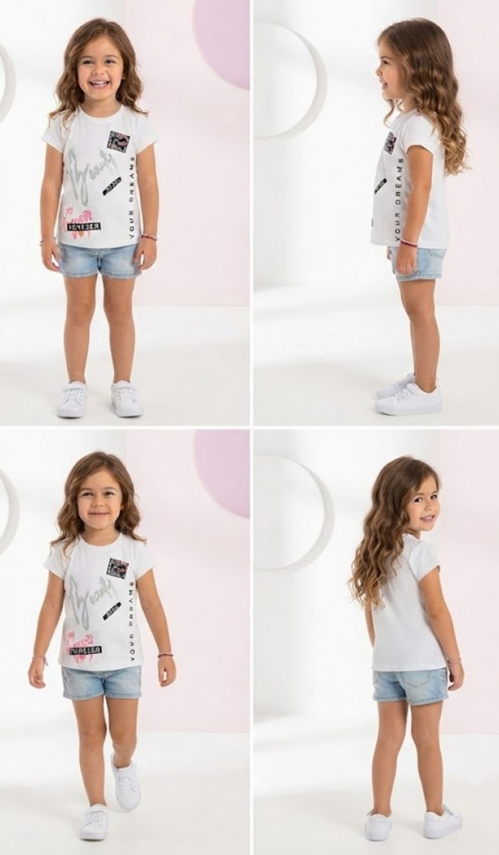 Kız Çocuk Beyaz T-Shirt