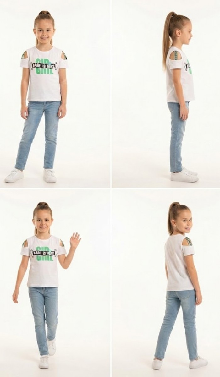 Kız Çocuk Beyaz T-Shirt Kız Çocuk Beyaz T-Shirt