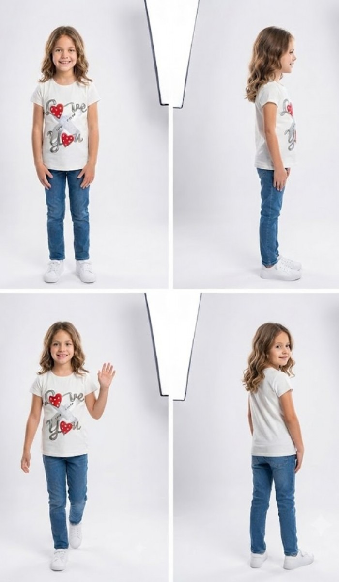 Kız Çocuk Beyaz T-Shirt